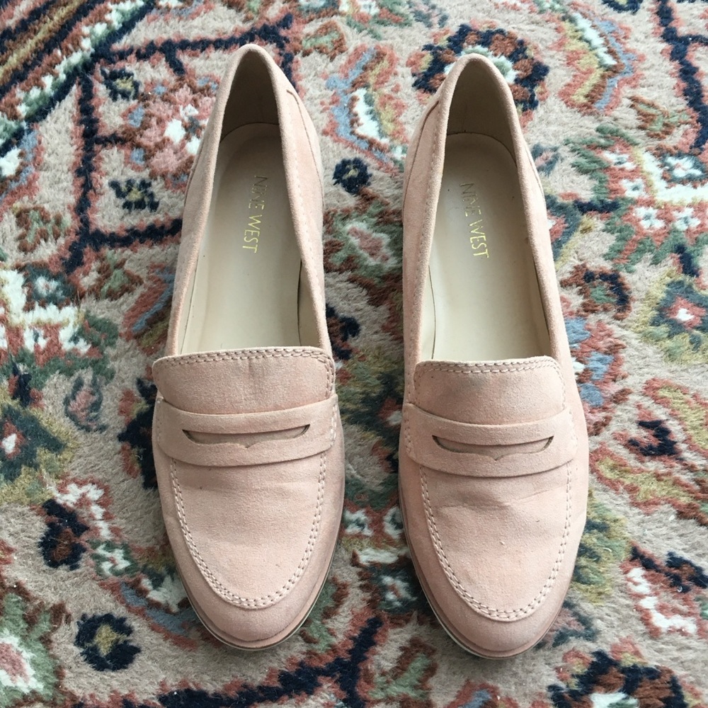 Nine West Women's Pink Suede Penny Loafers